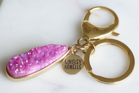 Accessory Collection - Blush Quartz Drop Keychain