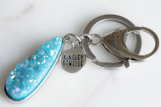 Accessory Collection - Silver Azure Quartz Drop Keychain