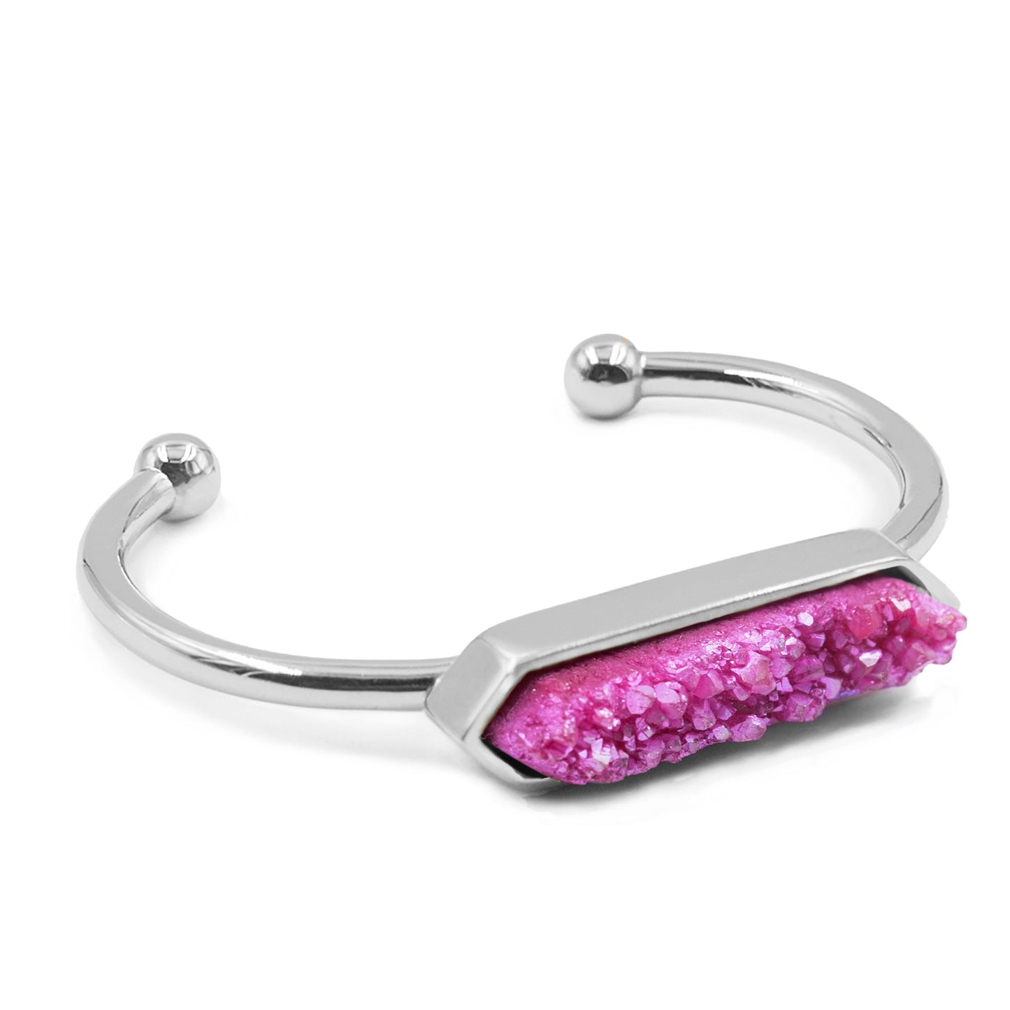 Bangle Collection - Silver Blush Quartz Bracelet