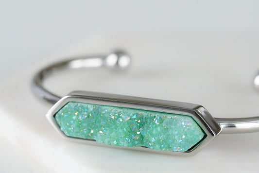 Bangle Collection - Silver Jade Quartz Bracelet