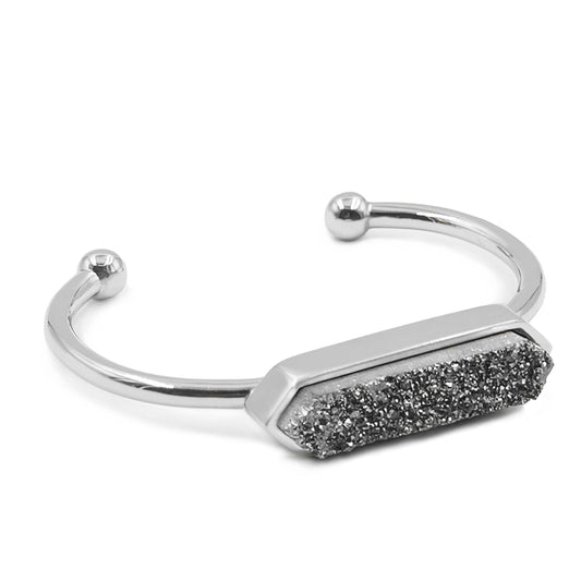 Bangle Collection - Silver Stormy Quartz Bracelet