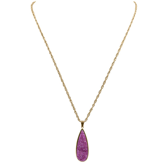 Druzy Collection - Magenta Quartz Drop Necklace (Limited Edition)