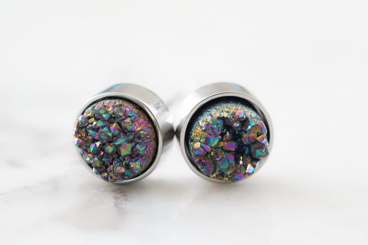 Regal Collection - Silver Elara Cosmic Quartz Stud Earrings