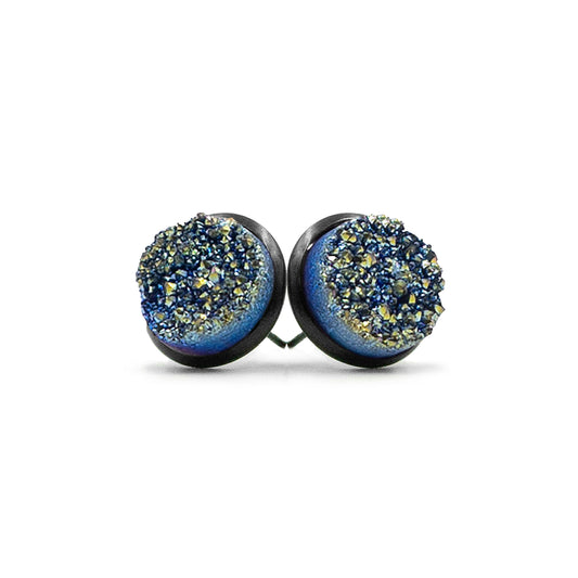 Stone Collection - Black Venus Cosmic Quartz Stud Earrings